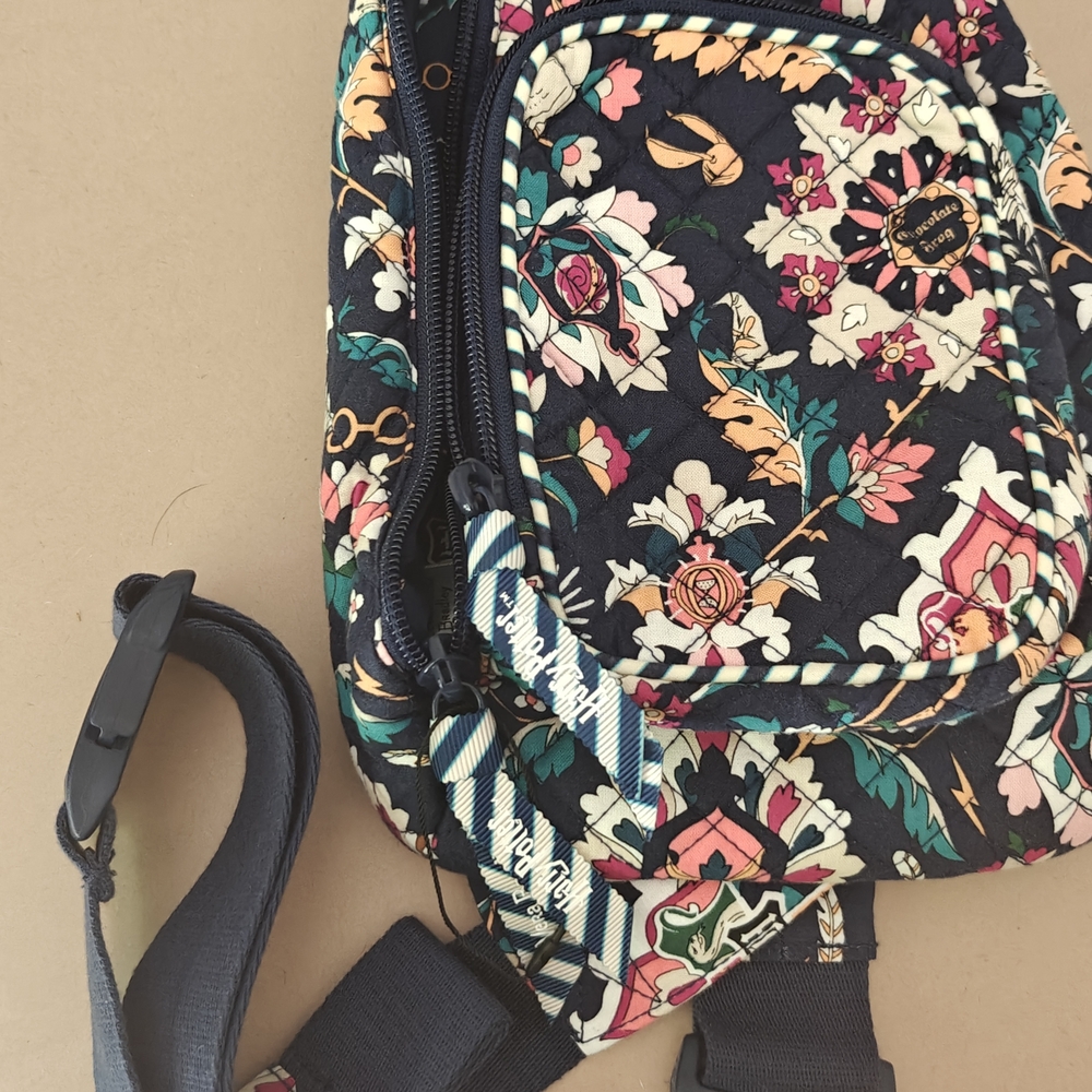 Vera Bradley Black and Pink Backpack with Floral Design